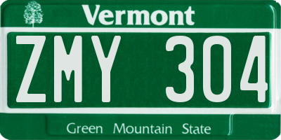 VT license plate ZMY304