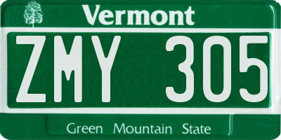 VT license plate ZMY305