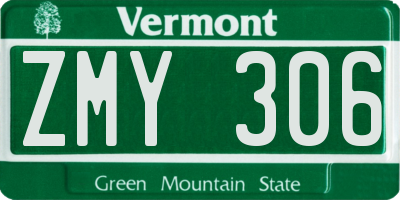 VT license plate ZMY306