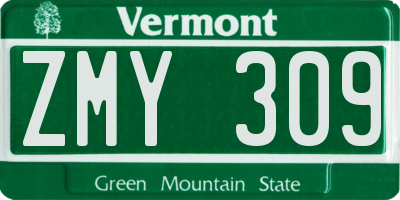 VT license plate ZMY309