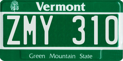 VT license plate ZMY310