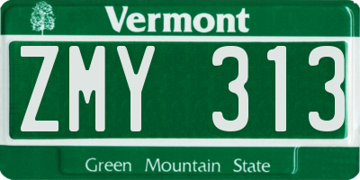 VT license plate ZMY313