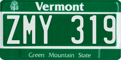 VT license plate ZMY319