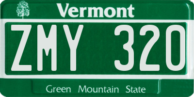 VT license plate ZMY320