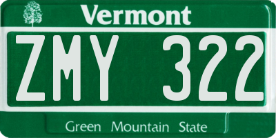 VT license plate ZMY322
