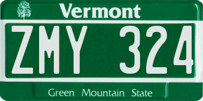 VT license plate ZMY324