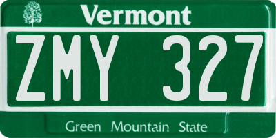 VT license plate ZMY327