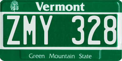 VT license plate ZMY328