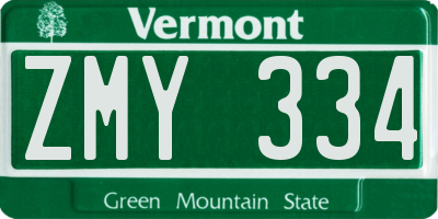 VT license plate ZMY334