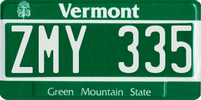 VT license plate ZMY335