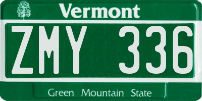 VT license plate ZMY336