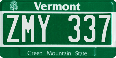 VT license plate ZMY337