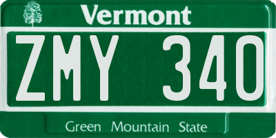 VT license plate ZMY340