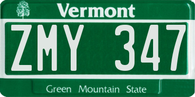 VT license plate ZMY347