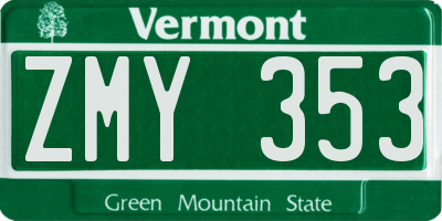 VT license plate ZMY353