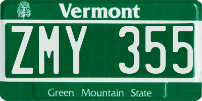 VT license plate ZMY355
