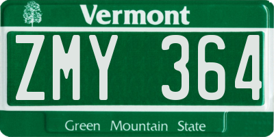 VT license plate ZMY364