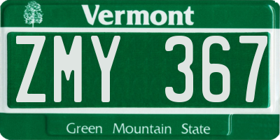VT license plate ZMY367