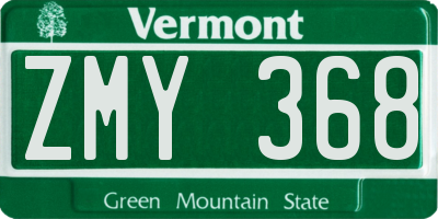 VT license plate ZMY368