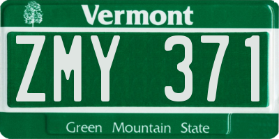 VT license plate ZMY371