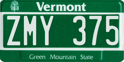 VT license plate ZMY375