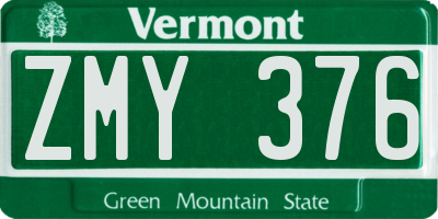 VT license plate ZMY376