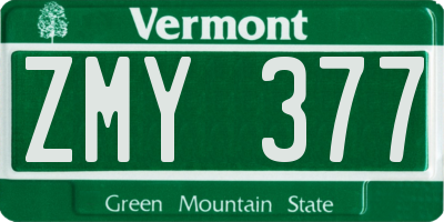 VT license plate ZMY377