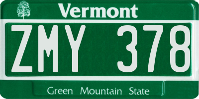 VT license plate ZMY378