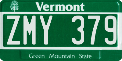 VT license plate ZMY379