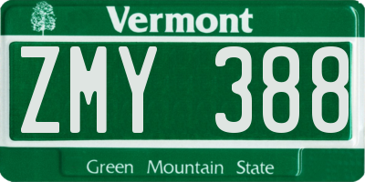 VT license plate ZMY388
