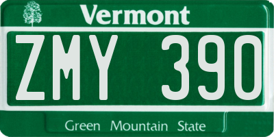 VT license plate ZMY390