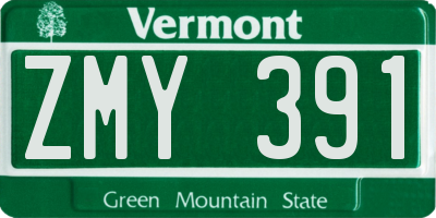 VT license plate ZMY391
