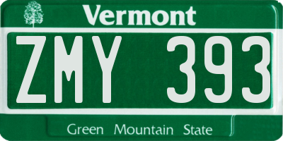 VT license plate ZMY393