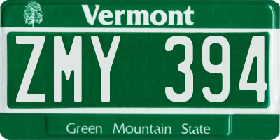 VT license plate ZMY394