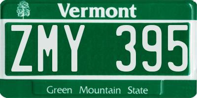 VT license plate ZMY395