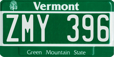 VT license plate ZMY396