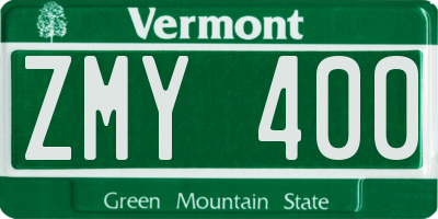 VT license plate ZMY400