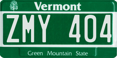 VT license plate ZMY404