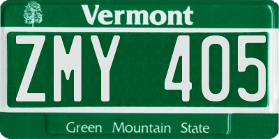 VT license plate ZMY405
