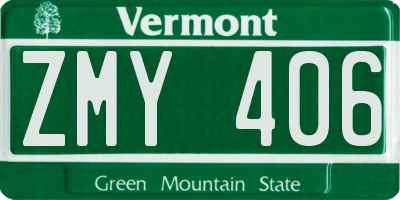 VT license plate ZMY406