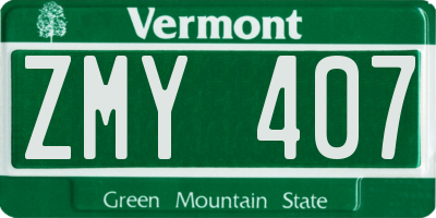 VT license plate ZMY407