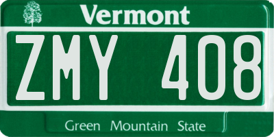 VT license plate ZMY408