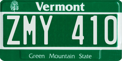 VT license plate ZMY410