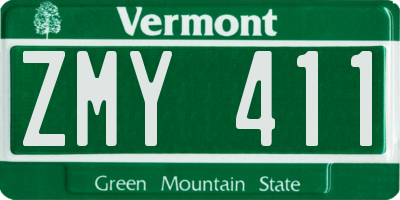 VT license plate ZMY411
