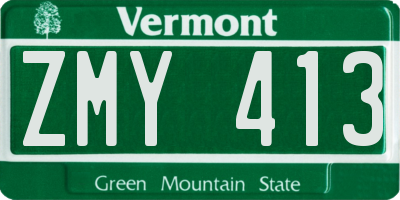 VT license plate ZMY413