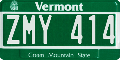 VT license plate ZMY414