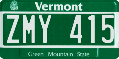 VT license plate ZMY415