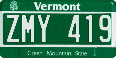 VT license plate ZMY419