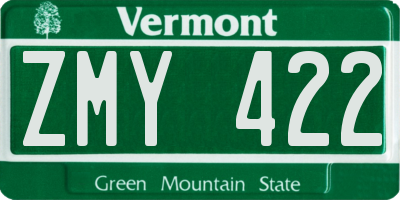 VT license plate ZMY422