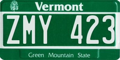 VT license plate ZMY423